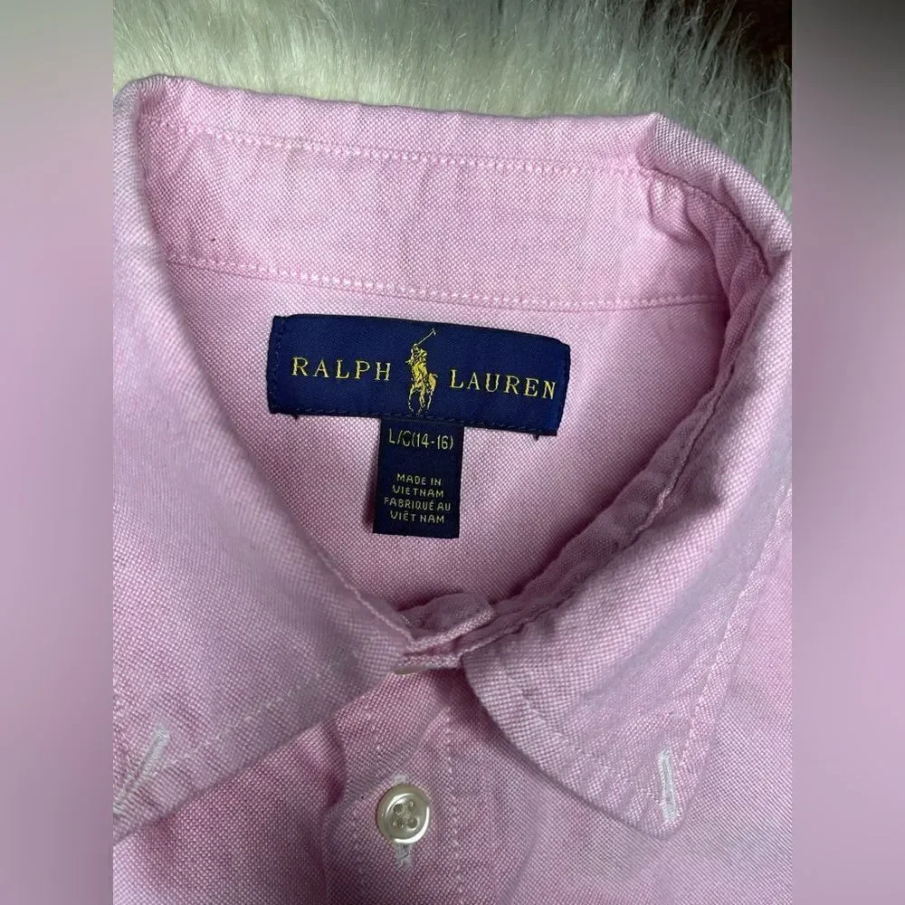 Ralph Lauren pink long sleeved button down sz large (14/16)